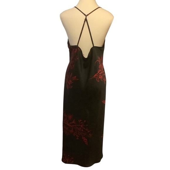 LA VIE EN ROSE BLACK WITH RED FLORAL PRINT/ COWL NECK/ MAXI SLIP DRESS/ Size XL - Picture 3 of 10